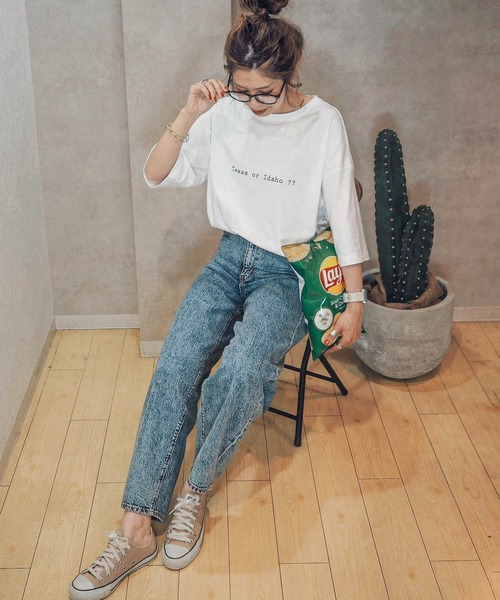 HWG_5（エイチダブルゴー）の「HWG_5オリジナルビッグシルエットプリントTシャツ - BURGER -（Tシャツ/カットソー・レディース・ホワイト/ブラック/ホワイト系その他/ブラック系その他・FREE）」の13枚目の写真