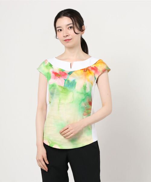 NARACAMICIE(ナラカミーチェ)の「水彩風フラワーカットソーコンビプルオーバー(シャツ/ブラウス・レディース・ブルー/グリーン・LARGE/MEDIUM/SMALL)」の6枚目の写真