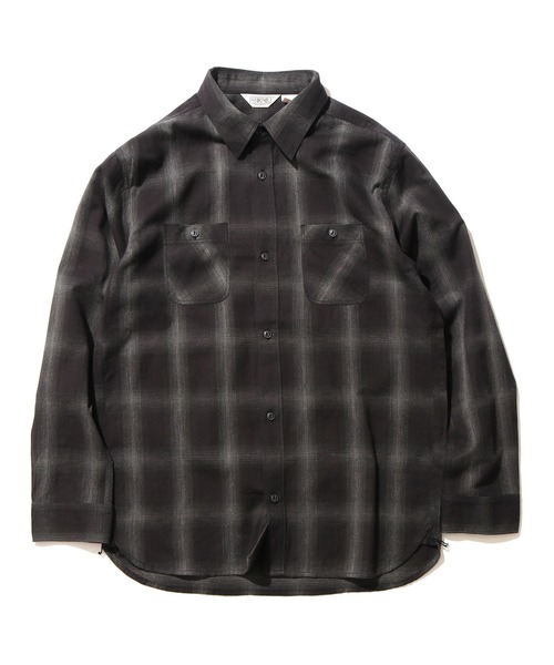 FIVE BROTHER（ファイブブラザー）の「FIVE BROTHERS/ファイブブラザーズ チェックシャツ 長袖シャツ/シャツ コットン ビッグシルエット（シャツ/ブラウス・メンズ・ホワイト/ブラウン/グレー/ブルー・L/XL/M）」の2枚目の写真