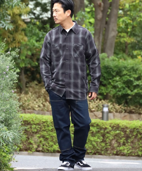 FIVE BROTHER（ファイブブラザー）の「FIVE BROTHERS/ファイブブラザーズ チェックシャツ 長袖シャツ/シャツ コットン ビッグシルエット（シャツ/ブラウス・メンズ・ホワイト/ブラウン/グレー/ブルー・L/XL/M）」の17枚目の写真