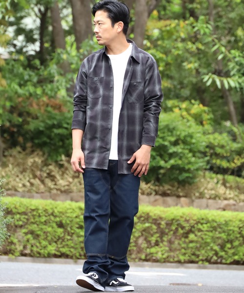 FIVE BROTHER（ファイブブラザー）の「FIVE BROTHERS/ファイブブラザーズ チェックシャツ 長袖シャツ/シャツ コットン ビッグシルエット（シャツ/ブラウス・メンズ・ホワイト/ブラウン/グレー/ブルー・L/XL/M）」の18枚目の写真