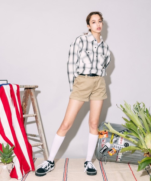 FIVE BROTHER（ファイブブラザー）の「FIVE BROTHERS/ファイブブラザーズ チェックシャツ 長袖シャツ/シャツ コットン ビッグシルエット（シャツ/ブラウス・メンズ・ホワイト/ブラウン/グレー/ブルー・L/XL/M）」の14枚目の写真