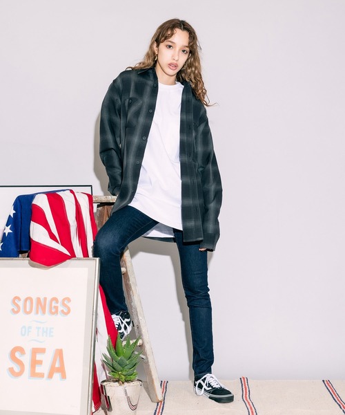 FIVE BROTHER（ファイブブラザー）の「FIVE BROTHERS/ファイブブラザーズ チェックシャツ 長袖シャツ/シャツ コットン ビッグシルエット（シャツ/ブラウス・メンズ・ホワイト/ブラウン/グレー/ブルー・L/XL/M）」の16枚目の写真