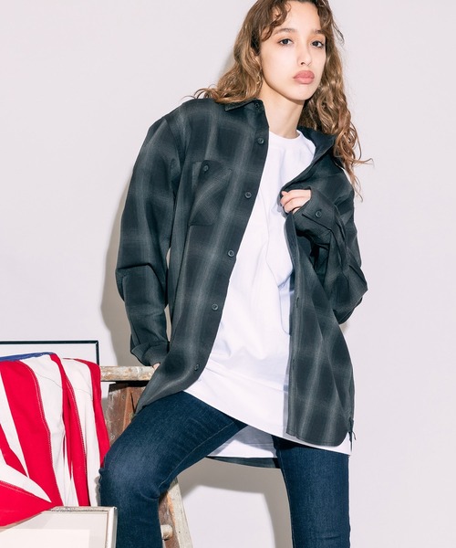 FIVE BROTHER（ファイブブラザー）の「FIVE BROTHERS/ファイブブラザーズ チェックシャツ 長袖シャツ/シャツ コットン ビッグシルエット（シャツ/ブラウス・メンズ・ホワイト/ブラウン/グレー/ブルー・L/XL/M）」の7枚目の写真