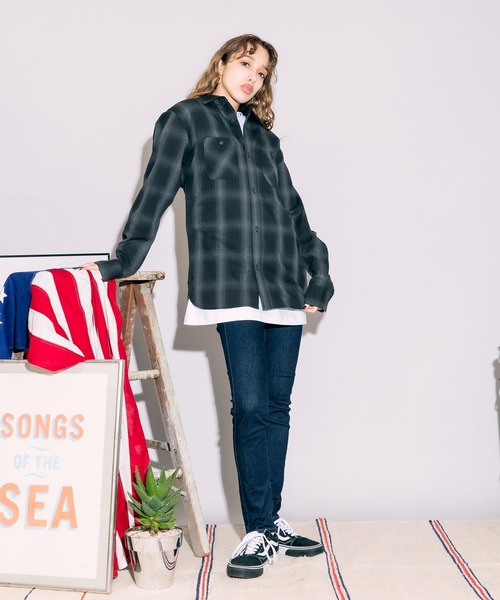 FIVE BROTHER（ファイブブラザー）の「FIVE BROTHERS/ファイブブラザーズ チェックシャツ 長袖シャツ/シャツ コットン ビッグシルエット（シャツ/ブラウス・メンズ・ホワイト/ブラウン/グレー/ブルー・L/XL/M）」の15枚目の写真