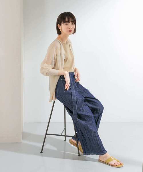 KBF（ケイビーエフ）の「クリンクルデニムパンツ（デニムパンツ・レディース・ブルー/ワンウォッシュ・ONE）」の6枚目の写真