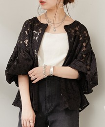 Chico | 5分袖フラワーレーススタンドカラーブラウス(シャツ/ブラウス)