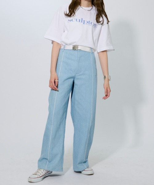 SCULPTOR（スカルプター）の「METALLIC SERIF LOGO TEE/メタリックセリフロゴTシャツ（Tシャツ/カットソー・レディース・ホワイト/ブラック/インディゴブルー/ダークブラウン・SMALL/MEDIUM/LARGE/X-LARGE）」の9枚目の写真