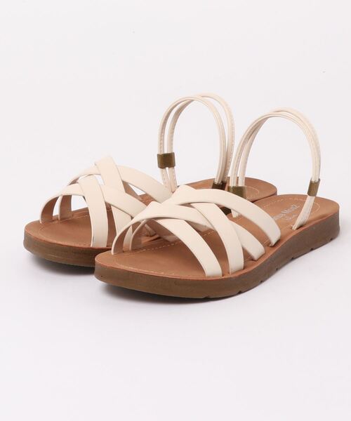 Samansa Mos2 blue（サマンサモスモスブルー）の「クロスベルト2WAYサンダル（サンダル・レディース・ベージュ/ダークブラウン/キナリ・MEDIUM/LARGE）」の2枚目の写真