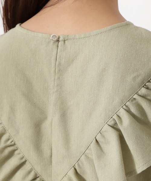 N.（N. Natural Beauty Basic）（エヌエヌナチュラルビューティーベーシック）の「◆Ｖラッフルノースリーブブラウス（シャツ/ブラウス・レディース・モカ/ベージュ/ライトグリーン・MEDIUM）」の15枚目の写真