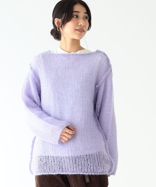 BEAMS BOY（ビームスボーイ）の「BEAMS BOY / ハンド モヘヤ プルオーバー（ニット/セーター・レディース・クリーム/ラベンダー・ONE SIZE）」の7枚目の写真
