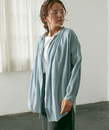 PUAL CE CIN | 強撚コットンノーカラーブラウス(シャツ/ブラウス)