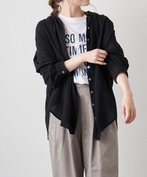 PUAL CE CIN | 強撚コットンノーカラーブラウス(シャツ/ブラウス)