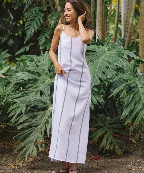 BAYFLOW（ベイフロー）の「MIEコラボ/キャミワンピース（レンチング(TM)エコヴェロ(TM)繊維使用）（ワンピース・レディース・ホワイト/グリーン・SMALL/MEDIUM）」の3枚目の写真