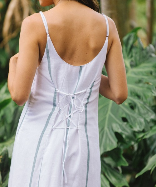 BAYFLOW（ベイフロー）の「MIEコラボ/キャミワンピース（レンチング(TM)エコヴェロ(TM)繊維使用）（ワンピース・レディース・ホワイト/グリーン・SMALL/MEDIUM）」の5枚目の写真