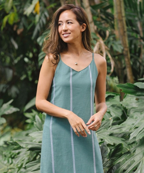 BAYFLOW（ベイフロー）の「MIEコラボ/キャミワンピース（レンチング(TM)エコヴェロ(TM)繊維使用）（ワンピース・レディース・ホワイト/グリーン・SMALL/MEDIUM）」の7枚目の写真