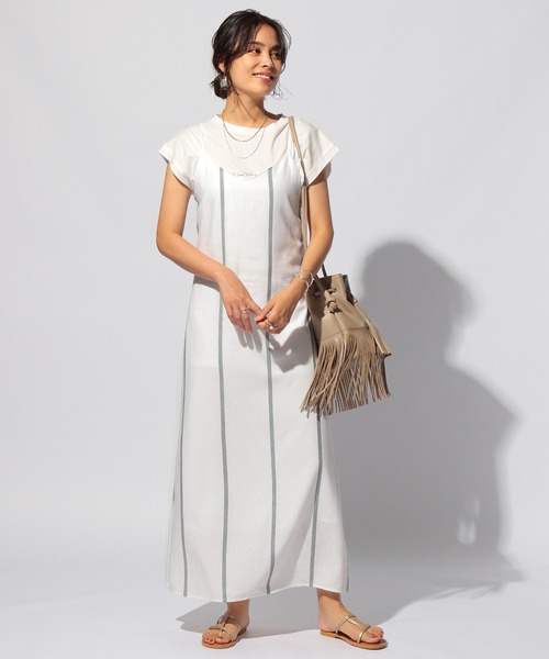 BAYFLOW（ベイフロー）の「MIEコラボ/キャミワンピース（レンチング(TM)エコヴェロ(TM)繊維使用）（ワンピース・レディース・ホワイト/グリーン・SMALL/MEDIUM）」の8枚目の写真