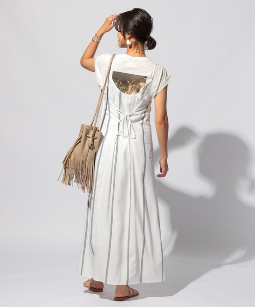 BAYFLOW（ベイフロー）の「MIEコラボ/キャミワンピース（レンチング(TM)エコヴェロ(TM)繊維使用）（ワンピース・レディース・ホワイト/グリーン・SMALL/MEDIUM）」の9枚目の写真