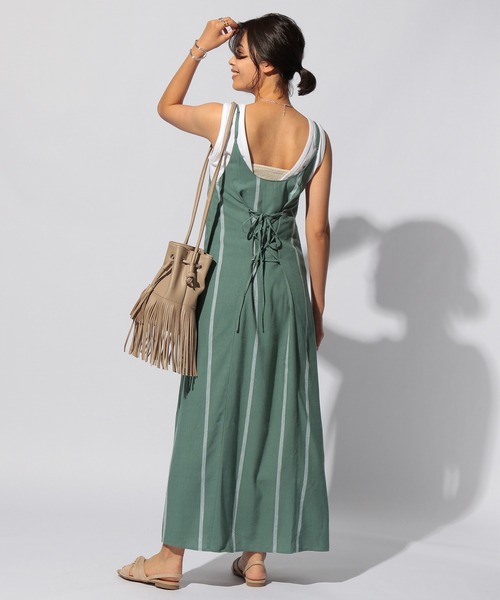 BAYFLOW（ベイフロー）の「MIEコラボ/キャミワンピース（レンチング(TM)エコヴェロ(TM)繊維使用）（ワンピース・レディース・ホワイト/グリーン・SMALL/MEDIUM）」の11枚目の写真