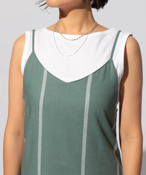 BAYFLOW（ベイフロー）の「MIEコラボ/キャミワンピース（レンチング(TM)エコヴェロ(TM)繊維使用）（ワンピース・レディース・ホワイト/グリーン・SMALL/MEDIUM）」の15枚目の写真