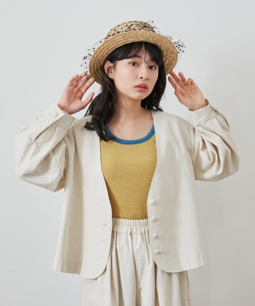 MERLOT（メルロー）の「おはな・ボーダー柄リンガータンクトップ（タンクトップ・レディース・ブルー/レッド/イエロー/パープル・FREE）」の2枚目の写真