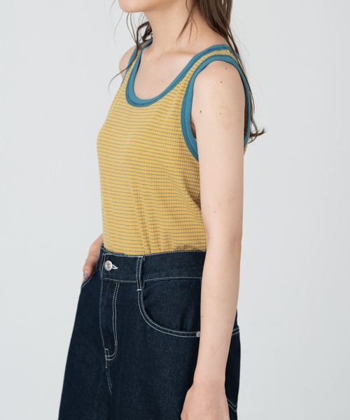 MERLOT（メルロー）の「おはな・ボーダー柄リンガータンクトップ（タンクトップ・レディース・ブルー/レッド/イエロー/パープル・FREE）」の6枚目の写真