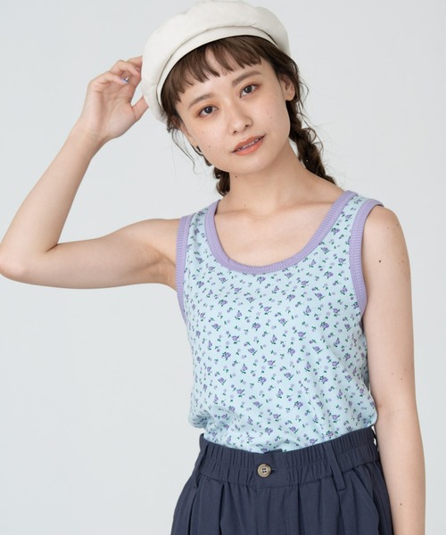 MERLOT（メルロー）の「おはな・ボーダー柄リンガータンクトップ（タンクトップ・レディース・ブルー/レッド/イエロー/パープル・FREE）」の14枚目の写真