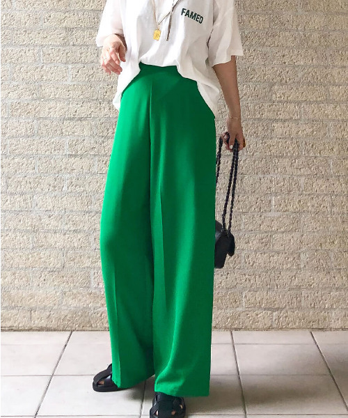 ISOOK（アイスー）の「Color wide pants / カラーワイドパンツ（nana select）（その他パンツ・レディース・レッド/グリーン・FREE）」の10枚目の写真