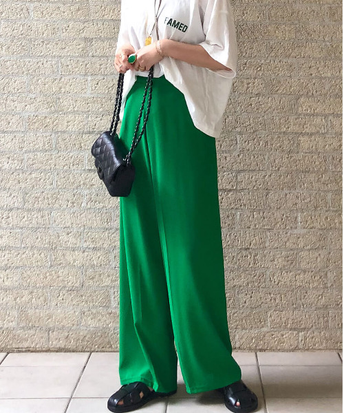 ISOOK（アイスー）の「Color wide pants / カラーワイドパンツ（nana select）（その他パンツ・レディース・レッド/グリーン・FREE）」の3枚目の写真