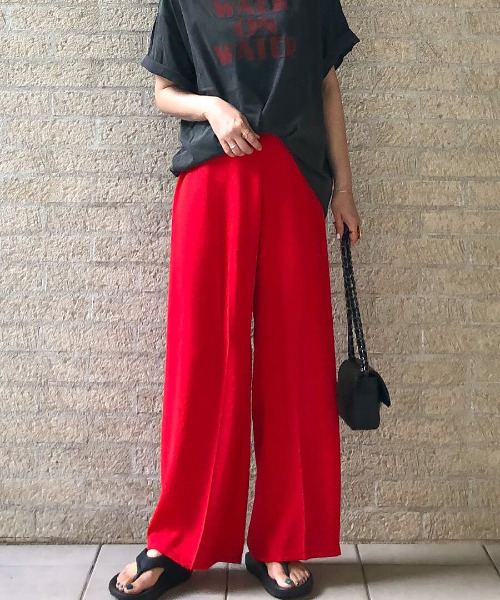 ISOOK（アイスー）の「Color wide pants / カラーワイドパンツ（nana select）（その他パンツ・レディース・レッド/グリーン・FREE）」の14枚目の写真