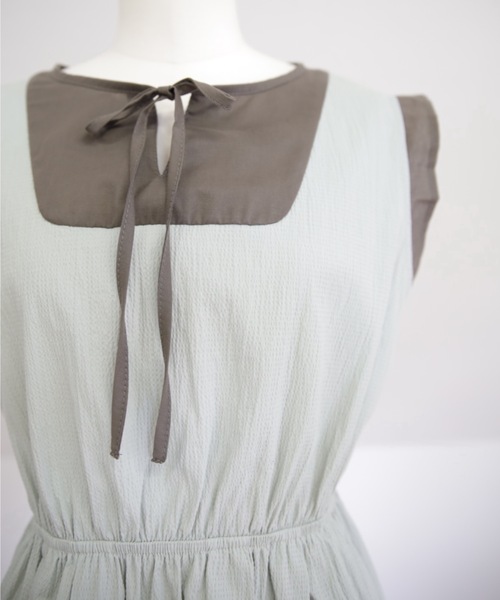 UNFIELD（アンフィールド）の「【UNFIELD】配色サッカー切替ペプラムブラウス（シャツ/ブラウス・レディース・ネイビー/ミント・FREE）」の20枚目の写真