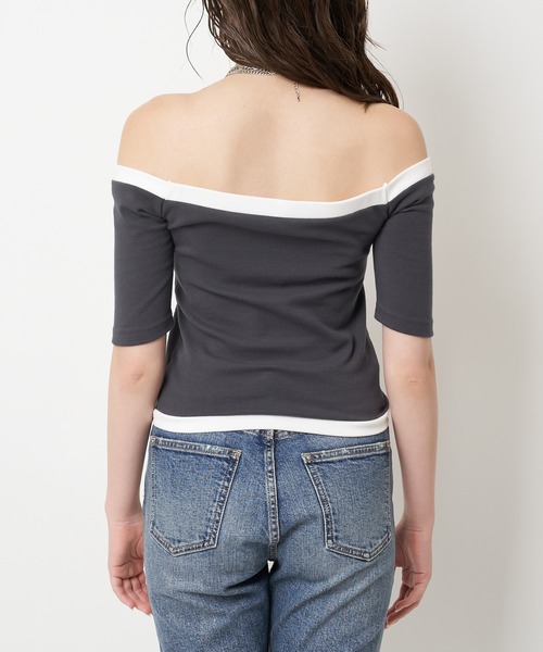 SPIRALGIRL(スパイラルガール)の「バイカラーハーフスリーブトップス(Tシャツ/カットソー・レディース・グレー/グリーン・FREE)」の14枚目の写真