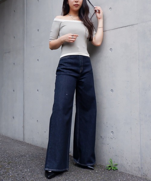 SPIRALGIRL(スパイラルガール)の「バイカラーハーフスリーブトップス(Tシャツ/カットソー・レディース・グレー/グリーン・FREE)」の12枚目の写真