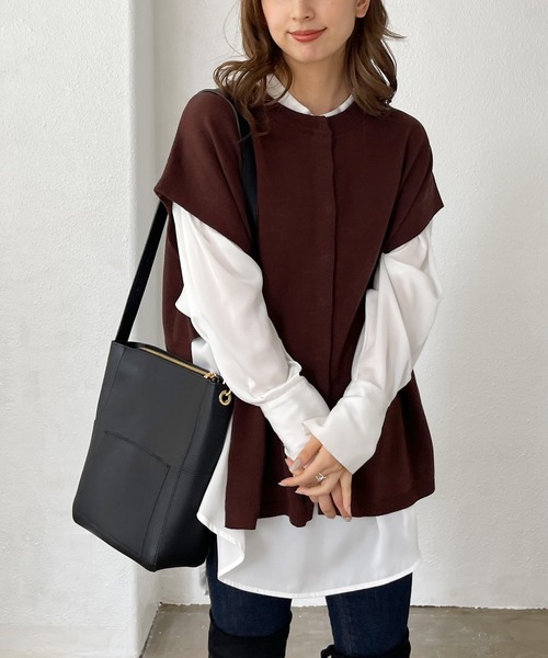 Shelly island（シェリーアイランド）の「サイドベルト前あきベスト（ベスト・レディース・ブラック/ブラウン・FREE）」の7枚目の写真