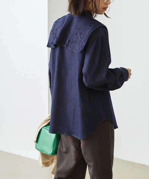 forksy.】テープコード刺繍襟付き2WAYボリューム袖ウエストタック