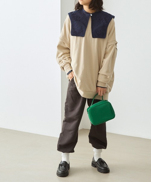 forksy.】テープコード刺繍襟付き2WAYボリューム袖ウエスト