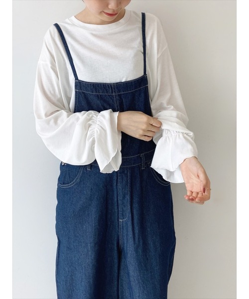 Samansa Mos2 blue(サマンサモスモスブルー)の「キャンディースリーブプルオーバー(Tシャツ/カットソー・レディース・オフホワイト/チャコール/ベージュ・フリ-)」の2枚目の写真