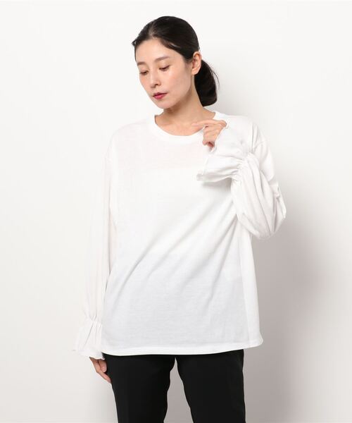 Samansa Mos2 blue(サマンサモスモスブルー)の「キャンディースリーブプルオーバー(Tシャツ/カットソー・レディース・オフホワイト/チャコール/ベージュ・フリ-)」の6枚目の写真