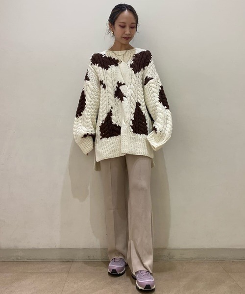 emmi(エミ)の「【emmi atelier】インサイドスリットポンチパンツ(その他パンツ・レディース・ベージュ/パープル/ブラック・0/1)」の6枚目の写真