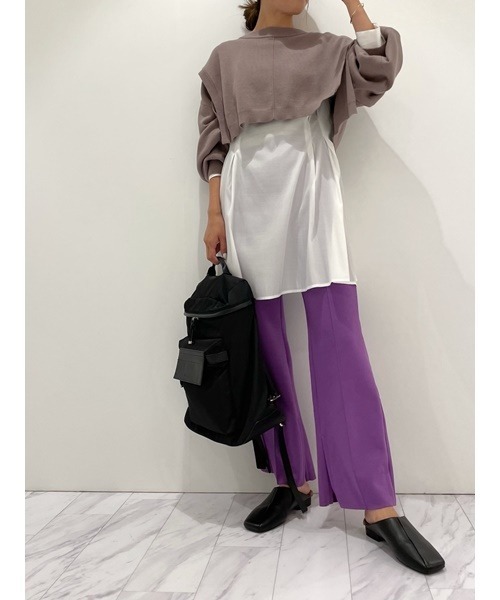 emmi(エミ)の「【emmi atelier】インサイドスリットポンチパンツ(その他パンツ・レディース・ベージュ/パープル/ブラック・0/1)」の8枚目の写真