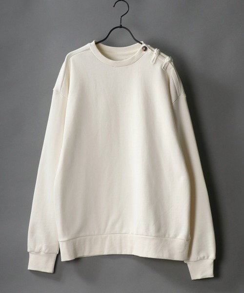 SITRY(シトリー)の「wide silhouette china sweat shirt/ワイドシルエット チャイナ スウェット シャツ/トレーナー(スウェット・メンズ・オフホワイト/ブルーグレー/チャコールグレー・M/L)」の2枚目の写真