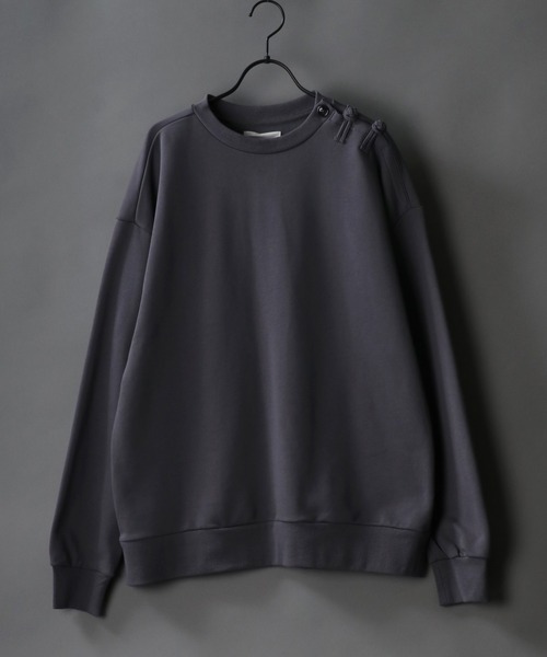 SITRY(シトリー)の「wide silhouette china sweat shirt/ワイドシルエット チャイナ スウェット シャツ/トレーナー(スウェット・メンズ・オフホワイト/ブルーグレー/チャコールグレー・M/L)」の1枚目の写真