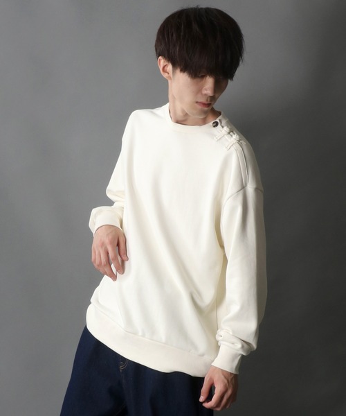SITRY(シトリー)の「wide silhouette china sweat shirt/ワイドシルエット チャイナ スウェット シャツ/トレーナー(スウェット・メンズ・オフホワイト/ブルーグレー/チャコールグレー・M/L)」の11枚目の写真