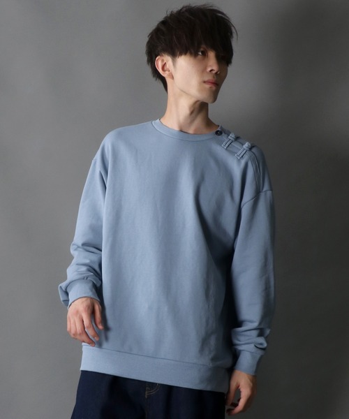 SITRY(シトリー)の「wide silhouette china sweat shirt/ワイドシルエット チャイナ スウェット シャツ/トレーナー(スウェット・メンズ・オフホワイト/ブルーグレー/チャコールグレー・M/L)」の13枚目の写真