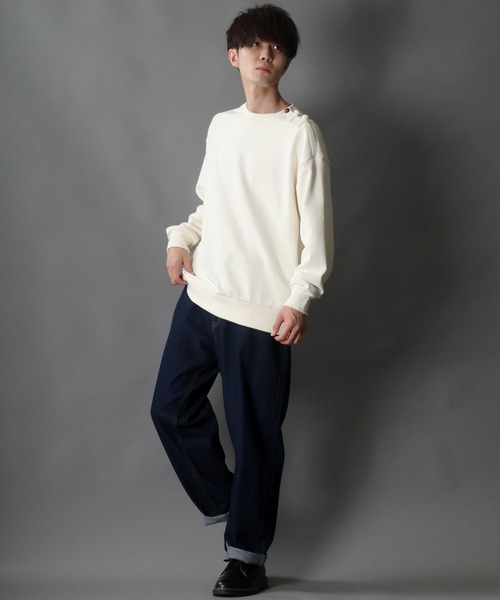 SITRY(シトリー)の「wide silhouette china sweat shirt/ワイドシルエット チャイナ スウェット シャツ/トレーナー(スウェット・メンズ・オフホワイト/ブルーグレー/チャコールグレー・M/L)」の14枚目の写真