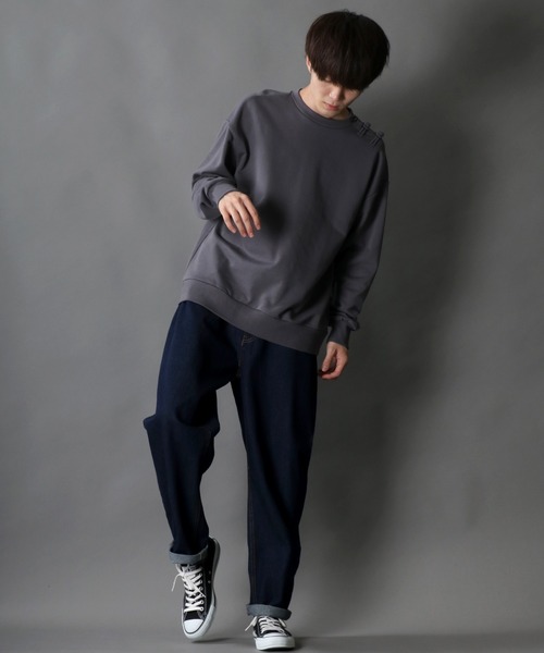SITRY(シトリー)の「wide silhouette china sweat shirt/ワイドシルエット チャイナ スウェット シャツ/トレーナー(スウェット・メンズ・オフホワイト/ブルーグレー/チャコールグレー・M/L)」の17枚目の写真