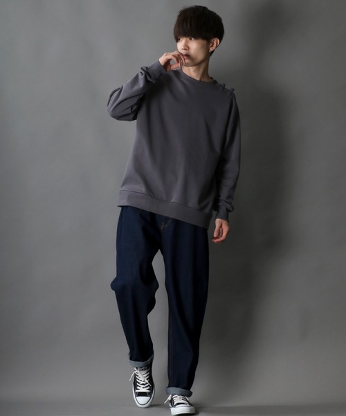 SITRY(シトリー)の「wide silhouette china sweat shirt/ワイドシルエット チャイナ スウェット シャツ/トレーナー(スウェット・メンズ・オフホワイト/ブルーグレー/チャコールグレー・M/L)」の18枚目の写真