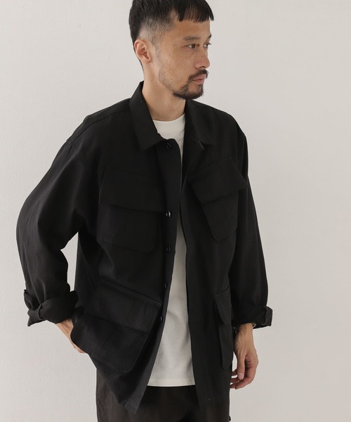 ARMY TWILL(アーミーツイル)の「ARMY TWILL Rip Stop Fatigue Jacket(ミリタリージャケット・メンズ・ブラック/カーキ・MEDIUM/LARGE)」の2枚目の写真