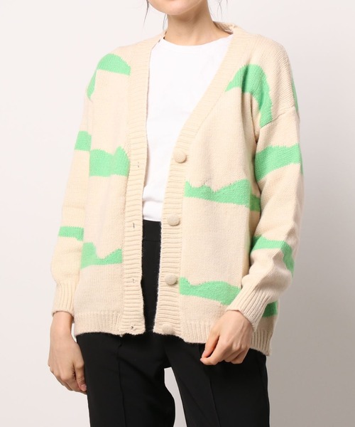 Diosfront（ディオスフロント）の「Vネック配色カーディガン（カーディガン/ボレロ・レディース・ホワイト/ブラック/グレー/ベージュ・FREE）」の10枚目の写真