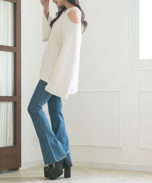 Newlyme（ニューリーミー）の「ワイドスリーブワンショルチュニックトップス（Tシャツ/カットソー・レディース・ブラック/ブラウン/ボルドー/パープル/アイボリー/ブルーグレー・MEDIUM/XX-LARGE/X-LARGE/LARGE）」の10枚目の写真